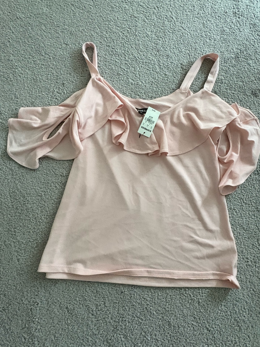 Express Blush Pink Ruffle Cold-Shoulder Cami